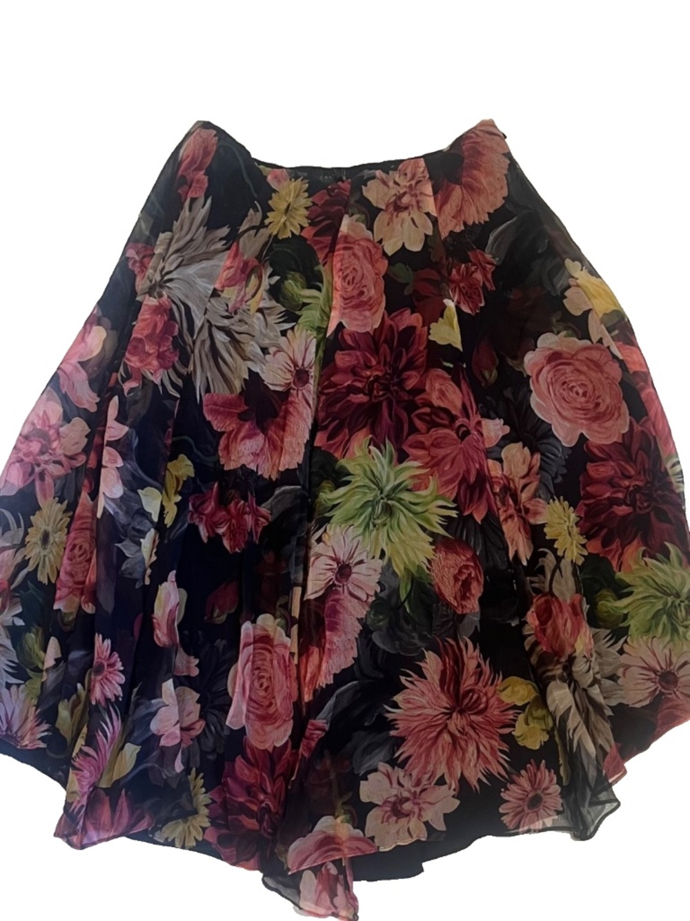 CARLISLE Full Bloom Floral Silk Skirt Lined